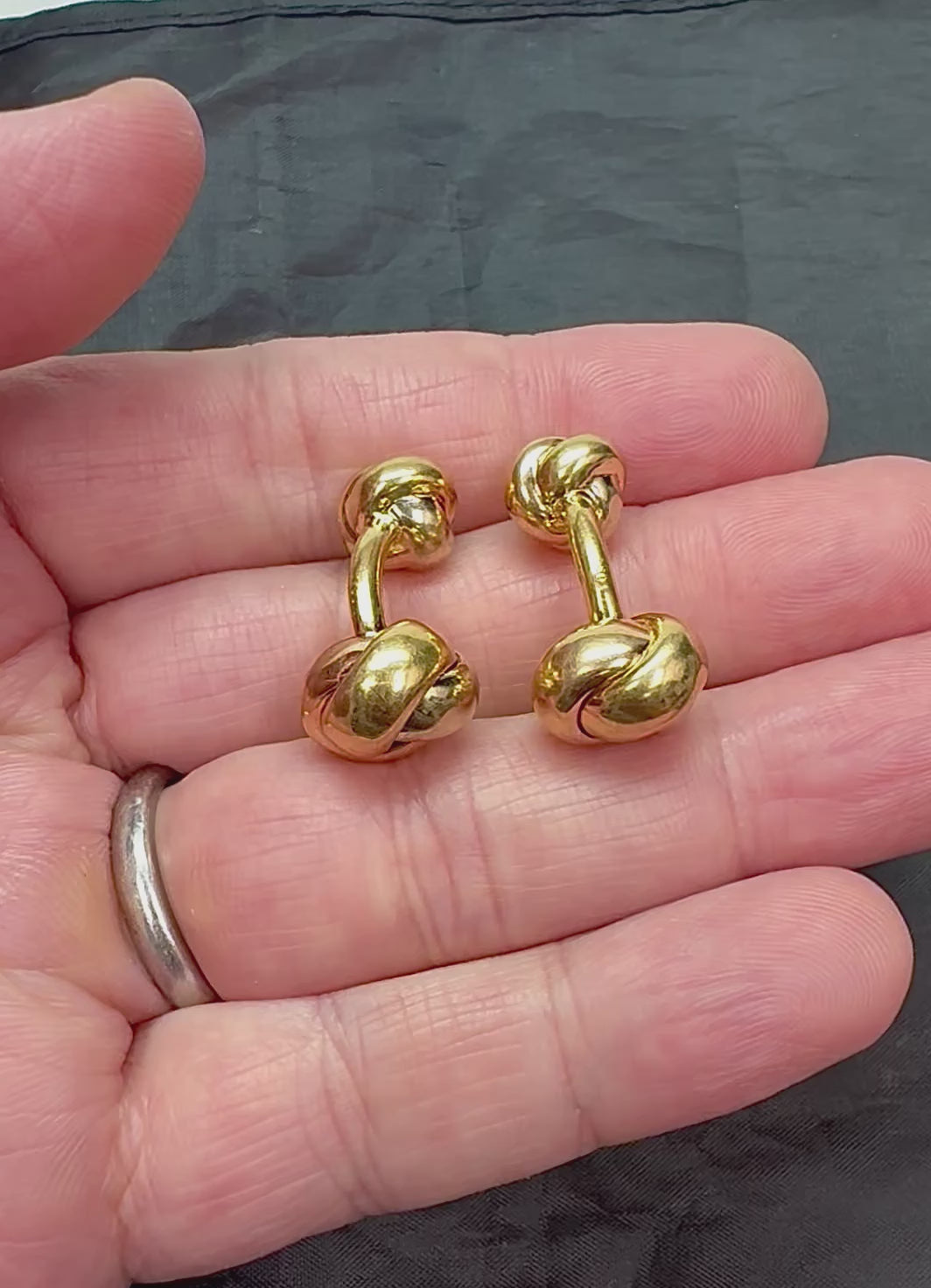 Estate Cartier Three Tone 18k Gold Knot Cufflinks
