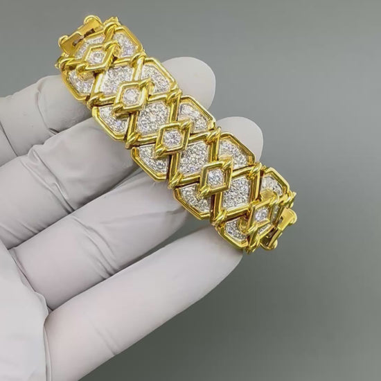 Estate 9.00ct Diamond 18k Yellow and White Gold Bracelet