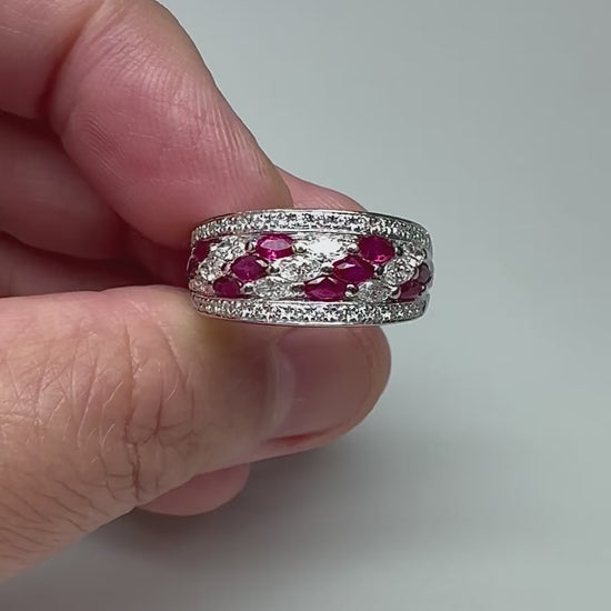 Estate 1.04ct Ruby 0.95ct Diamond Platinum Ring