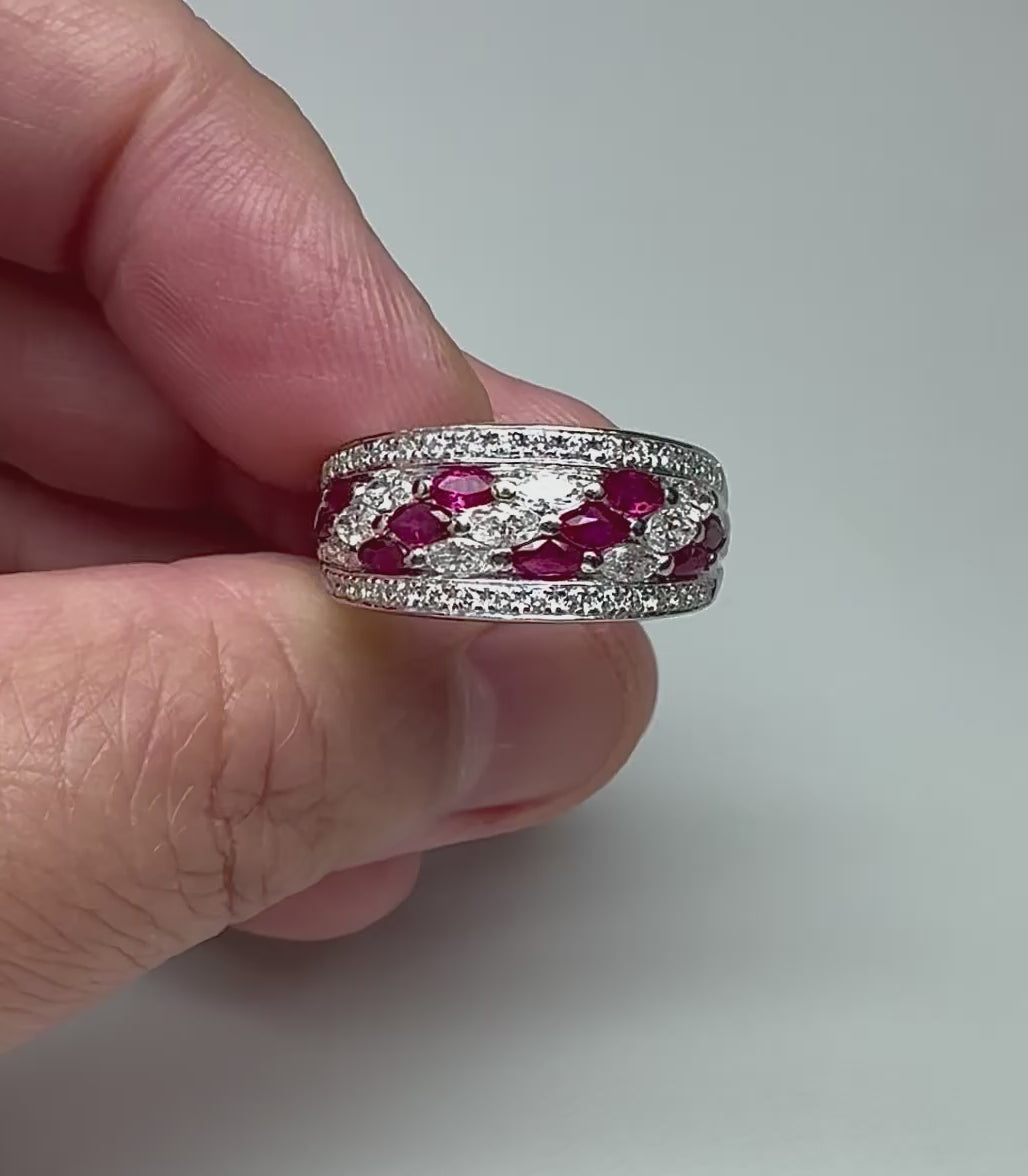 Estate 1.04ct Ruby 0.95ct Diamond Platinum Ring