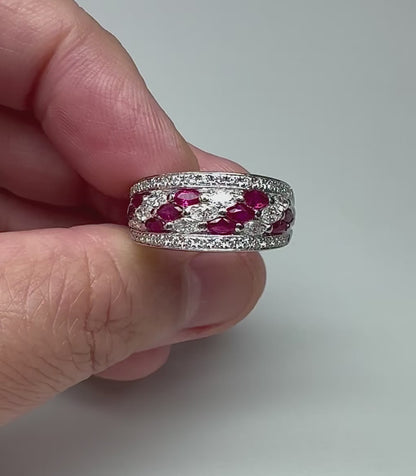 Estate 1.04ct Ruby 0.95ct Diamond Platinum Ring