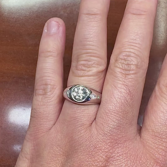 Estate GIA Certified 1.50ct Diamond 14k White Gold Ring