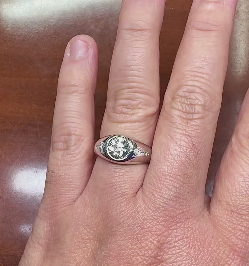 Estate GIA Certified 1.50ct Diamond 14k White Gold Ring