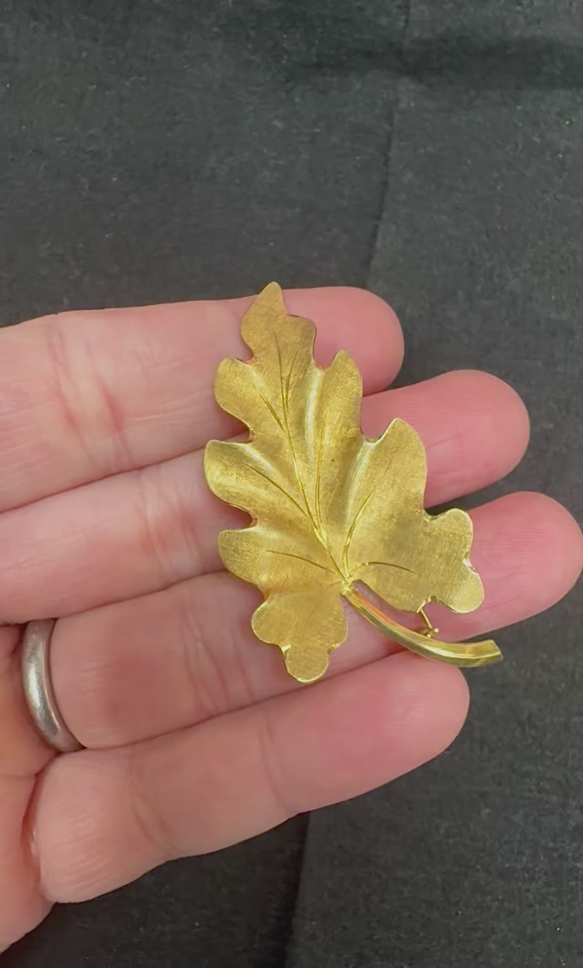 Estate Tiffany & Co 14k Yellow Gold Leaf Pin