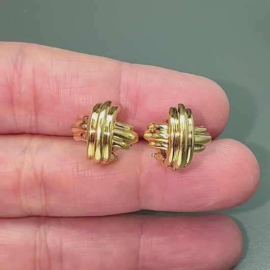 Estate Tiffany & Co 18k Yellow Gold X Earrings