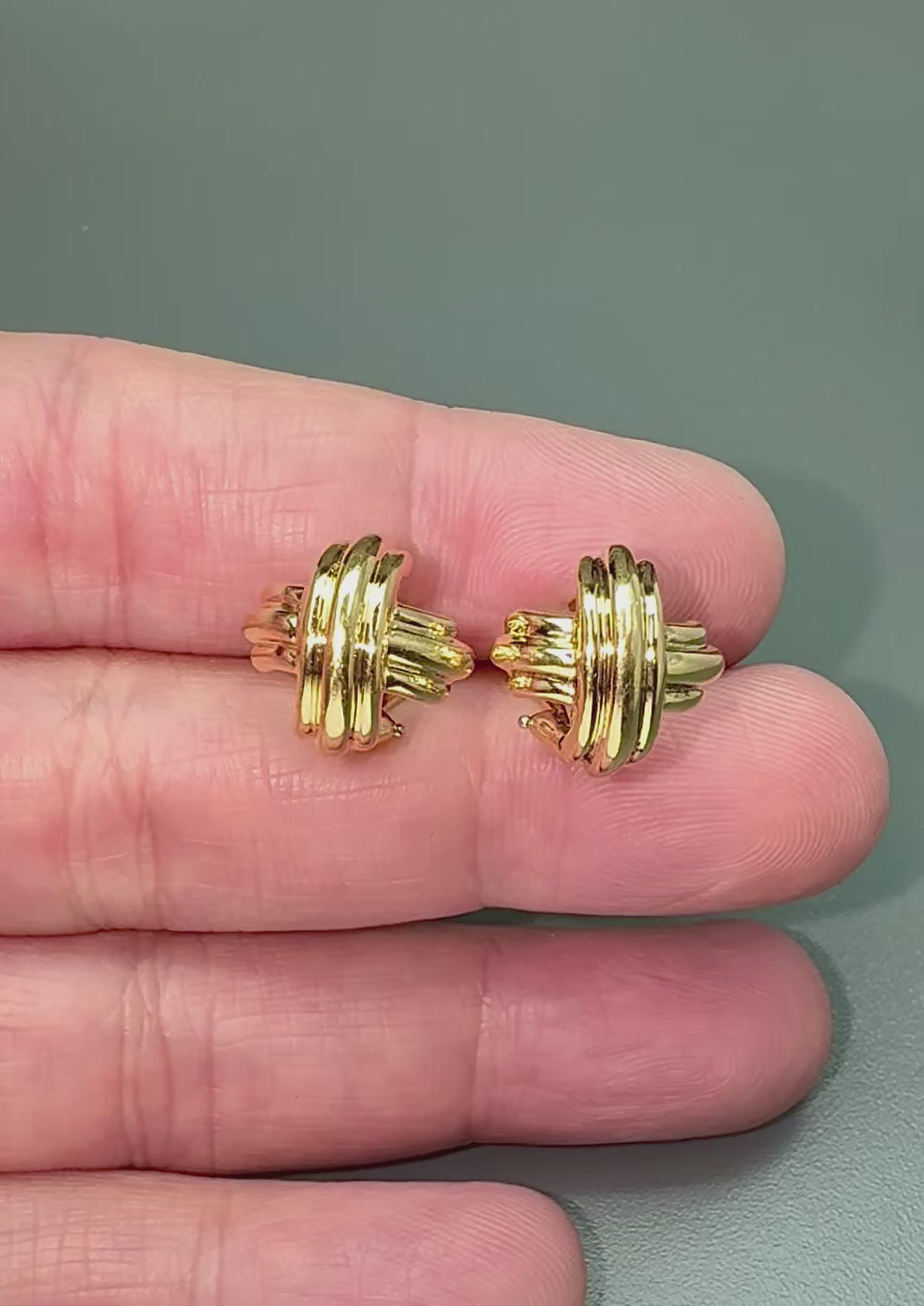 Estate Tiffany & Co 18k Yellow Gold X Earrings