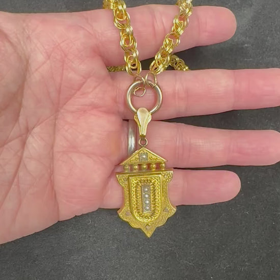 Victorian Pearl 14k Yellow Gold Pendant Necklace