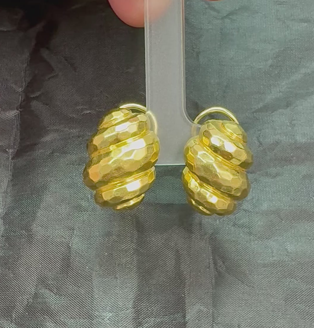 Estate Henry Dunay 18k Yellow Gold Earrings