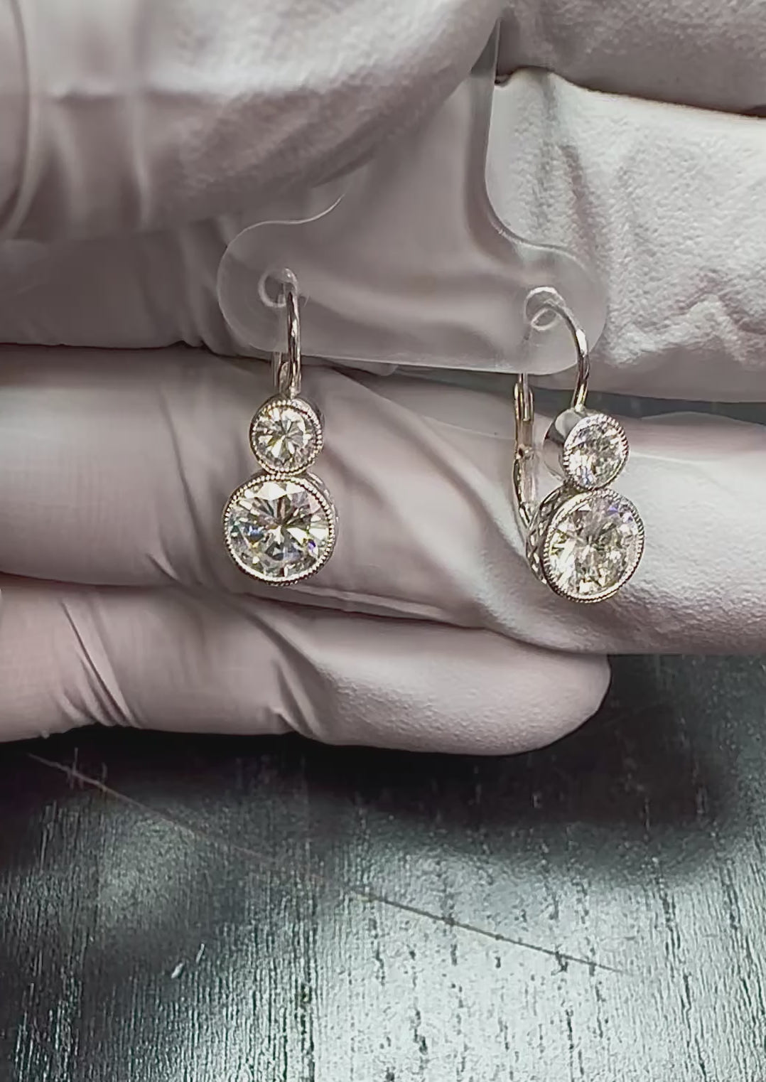 Estate GIA Certified 1.92cttw Diamond Platinum Earrings