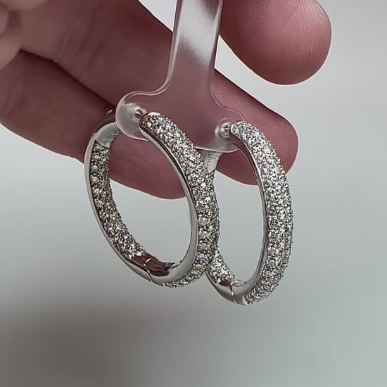 Estate Garavelli 5.00ct Diamond 18k White Gold Hoop Earrings