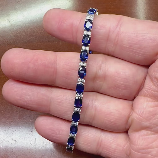 Estate 17.25ct Sapphire 0.90ct Diamond 14k White Gold Bracelet