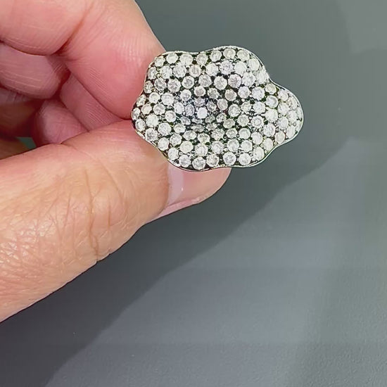 Estate 3.50ct Diamond 18k White Gold Flower Ring