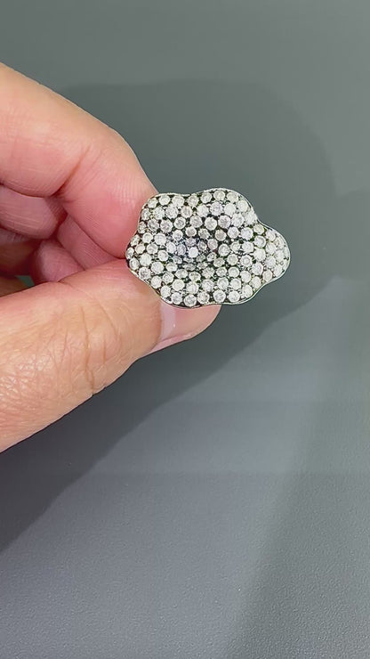 Estate 3.50ct Diamond 18k White Gold Flower Ring