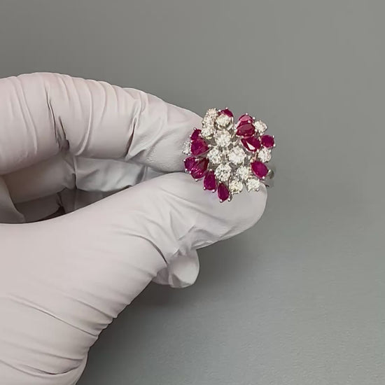 1960s 3.00ct Ruby 1.15ct Diamond Platinum Ring
