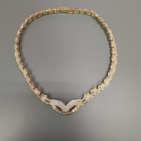 Estate 35.00ct Diamond Platinum and 18k Yellow Gold Necklace