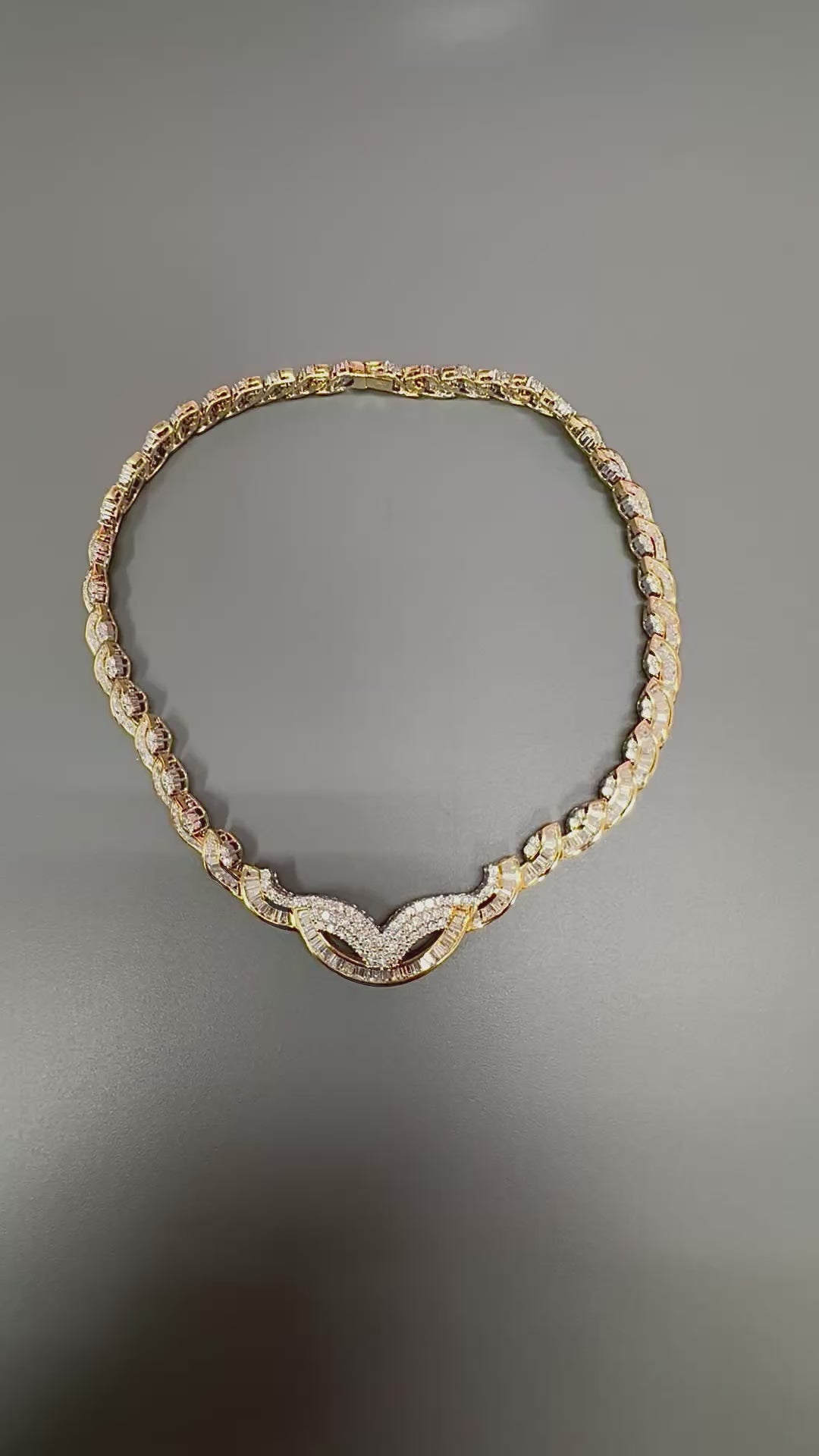 Estate 35.00ct Diamond Platinum and 18k Yellow Gold Necklace