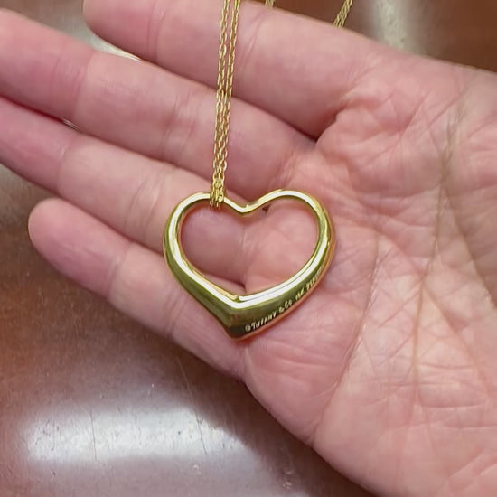 Estate Tiffany & Co 18k Gold Heart Pendant Necklace
