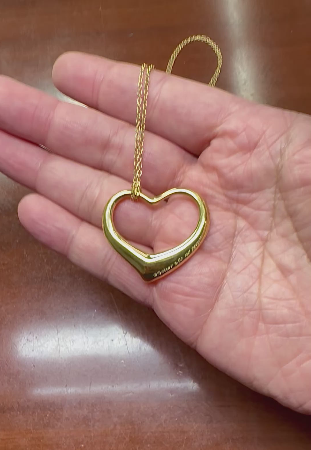 Estate Tiffany & Co 18k Gold Heart Pendant Necklace