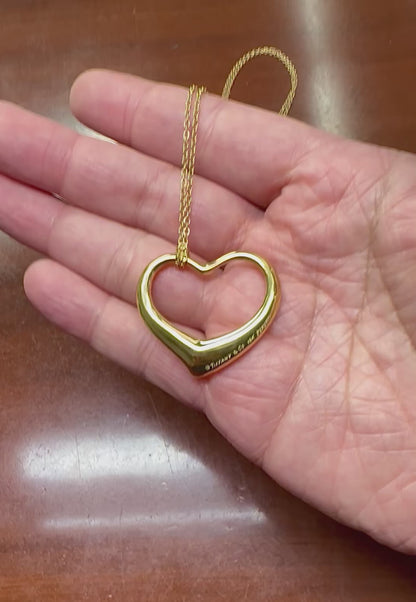 Estate Tiffany & Co 18k Gold Heart Pendant Necklace