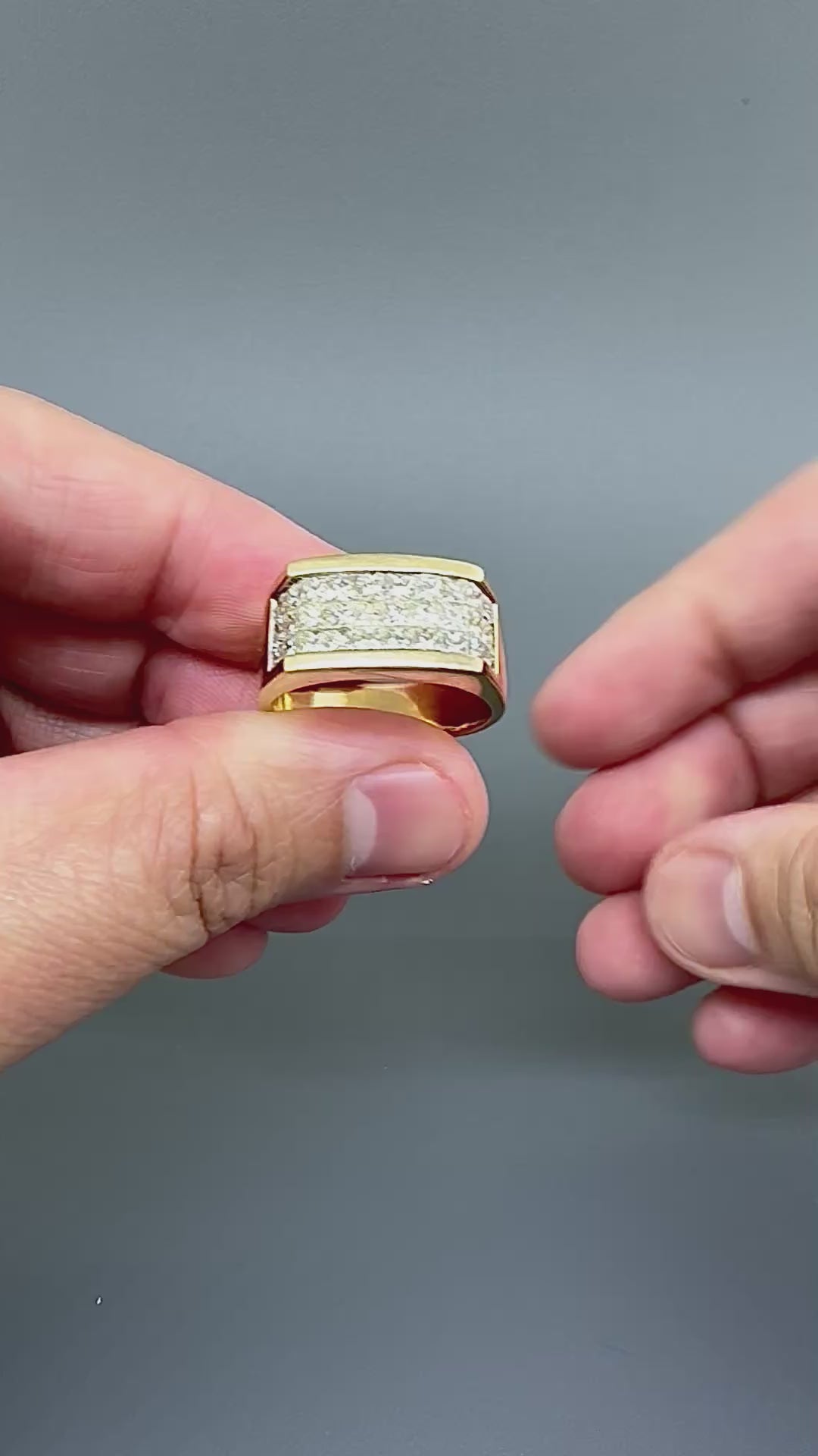Estate 2.00ct Princess Cut Diamond 14k Yellow Gold Men's Ring