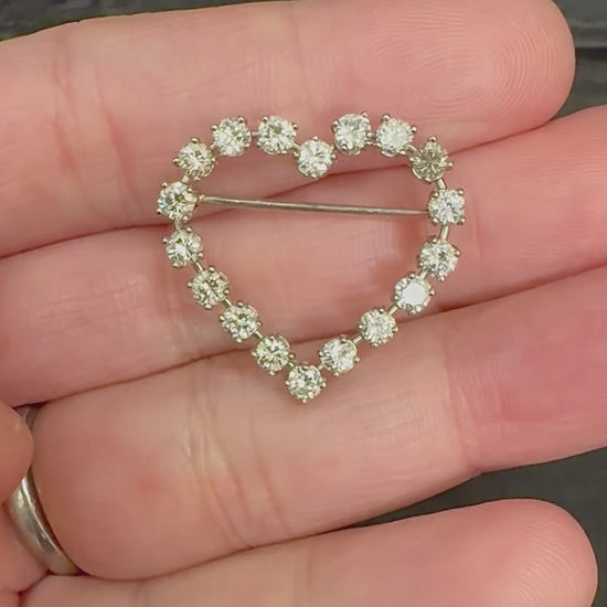 1690s Tiffany & Co 2.00ct Diamond Platinum Heart Pin