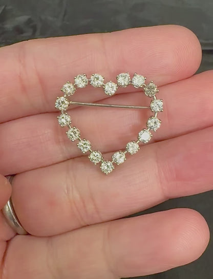 1690s Tiffany & Co 2.00ct Diamond Platinum Heart Pin