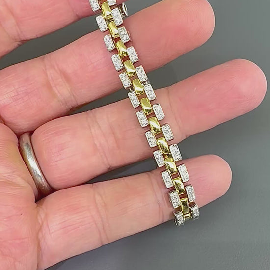 Estate 2.00ct Diamond Two Tone 18k White and Yellow Gold Bracelet