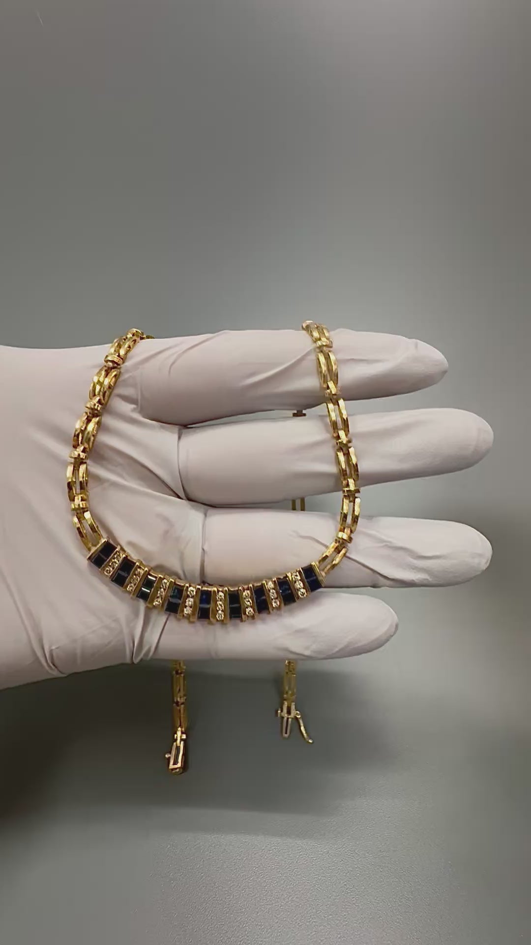 Estate 1.80ct Sapphire 0.70ct Diamond 14k Yellow Gold Necklace