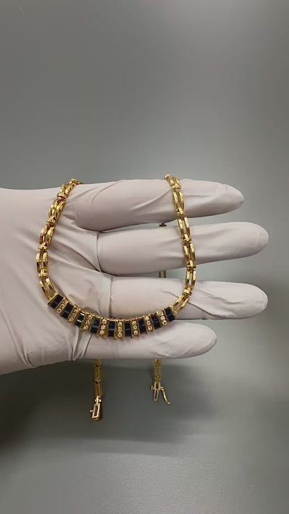 Estate 1.80ct Sapphire 0.70ct Diamond 14k Yellow Gold Necklace