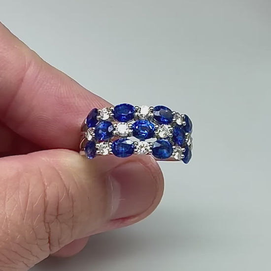 Estate 3.45ct Sapphire 0.65ct Diamond 14k White Gold Ring