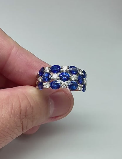 Estate 3.45ct Sapphire 0.65ct Diamond 14k White Gold Ring