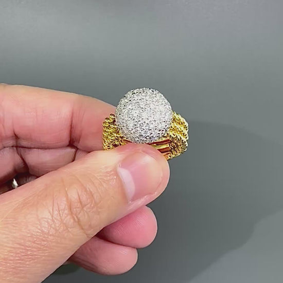Estate 2.03ct Diamond Two Tone 18k Yellow and White Gold Ring
