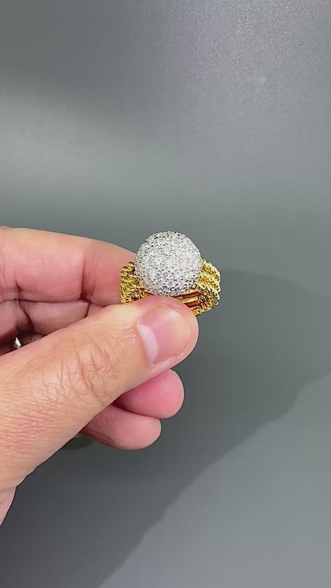 Estate 2.03ct Diamond Two Tone 18k Yellow and White Gold Ring