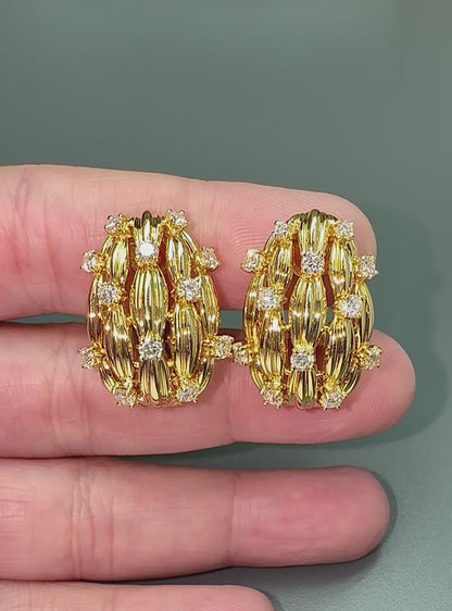 Estate Tiffany & Co 2.25ct Diamond 18k Yellow Gold Earrings
