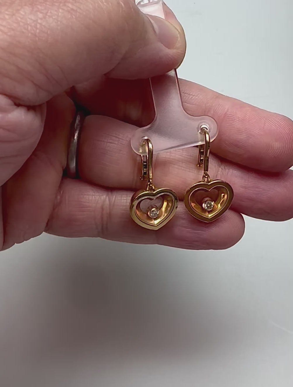 Estate Chopard Happy Diamonds 18k Yellow Gold Heart Drop Earrings
