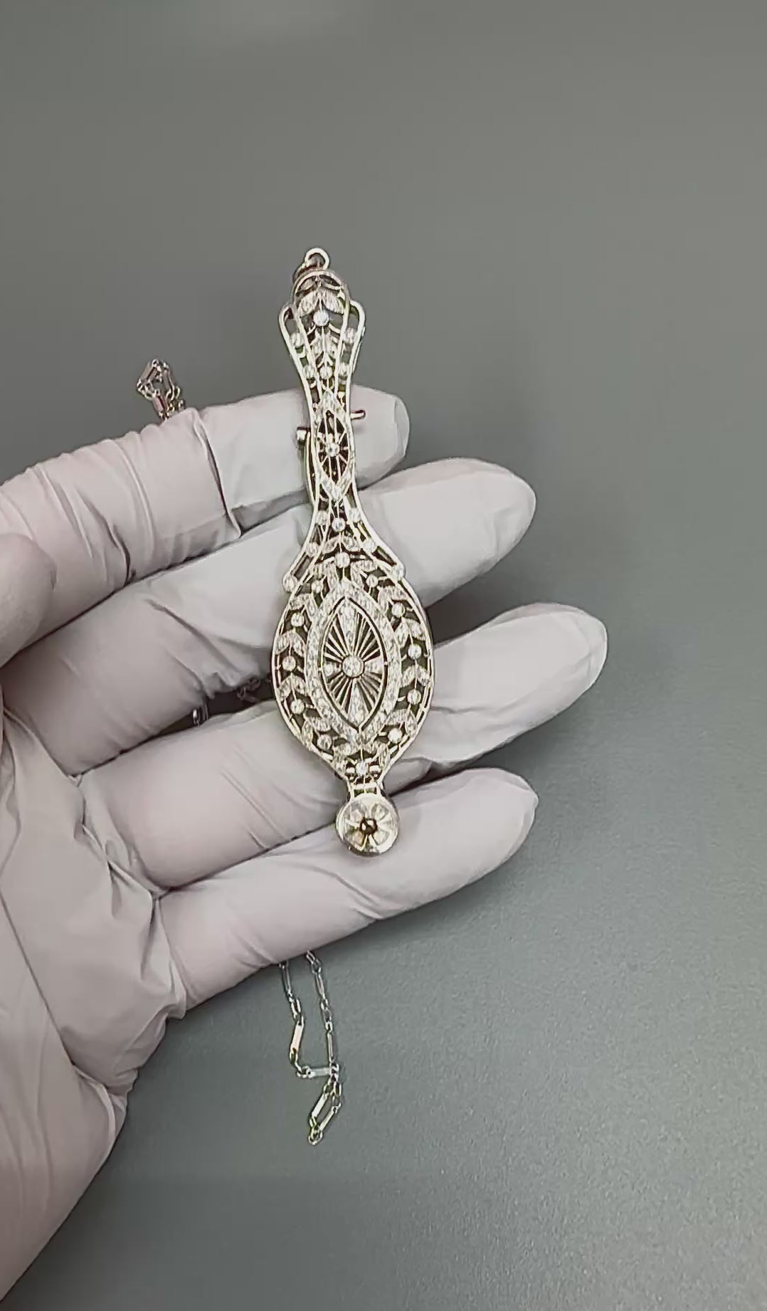 Edwardian 0.50ct Diamond Platinum Lorgnette Pendant Necklace
