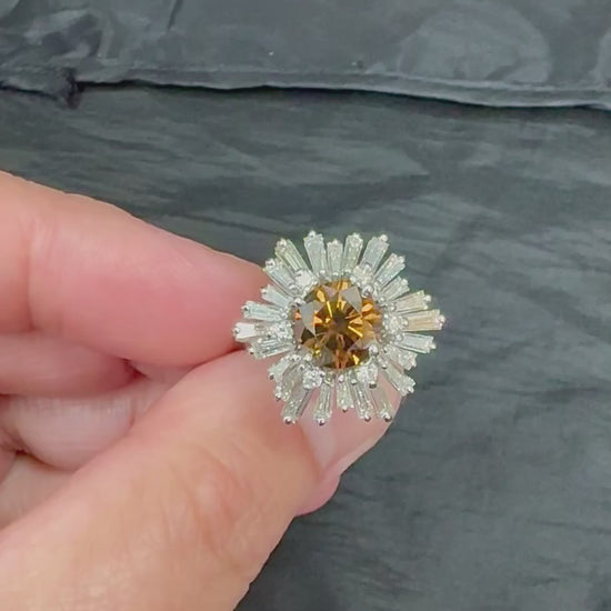 Estate GIA 2.03ct Natural Fancy Color Diamond 1.00ct Diamond 14k Gold Ring