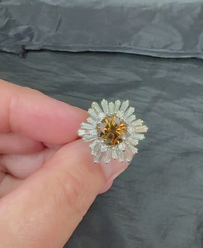 Estate GIA 2.03ct Natural Fancy Color Diamond 1.00ct Diamond 14k Gold Ring
