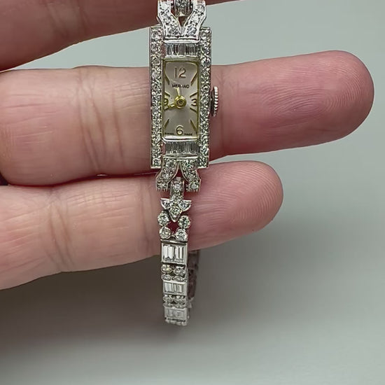 Estate 4.50ct Diamond Platinum Watch