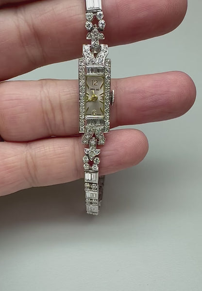Estate 4.50ct Diamond Platinum Watch