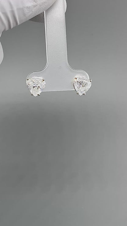 Estate GIA Certified 1.00ct and 1.01ct Diamond 14k Gold Heart Stud Earrings