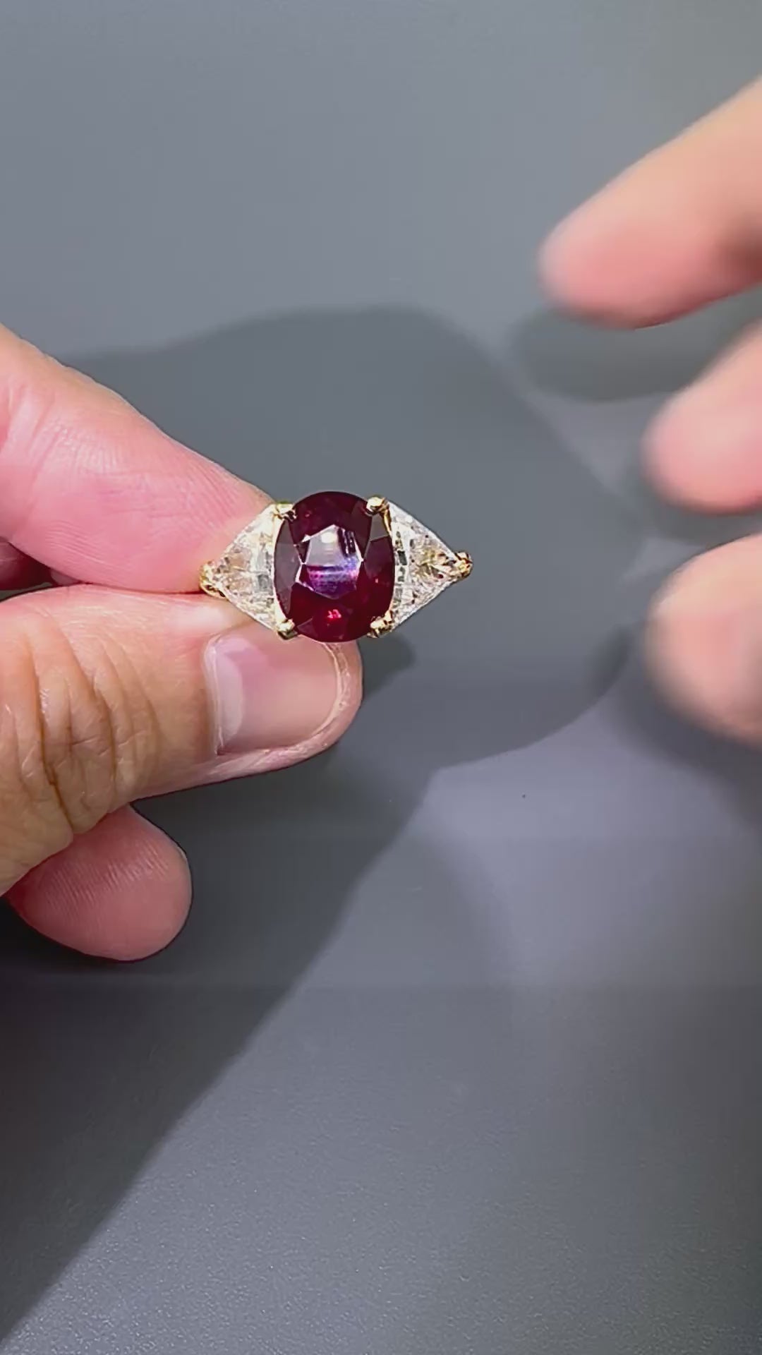 Estate GIA Certified 5.00ct Ruby 3.00ct Diamond 18k Yellow Gold Engagement Ring