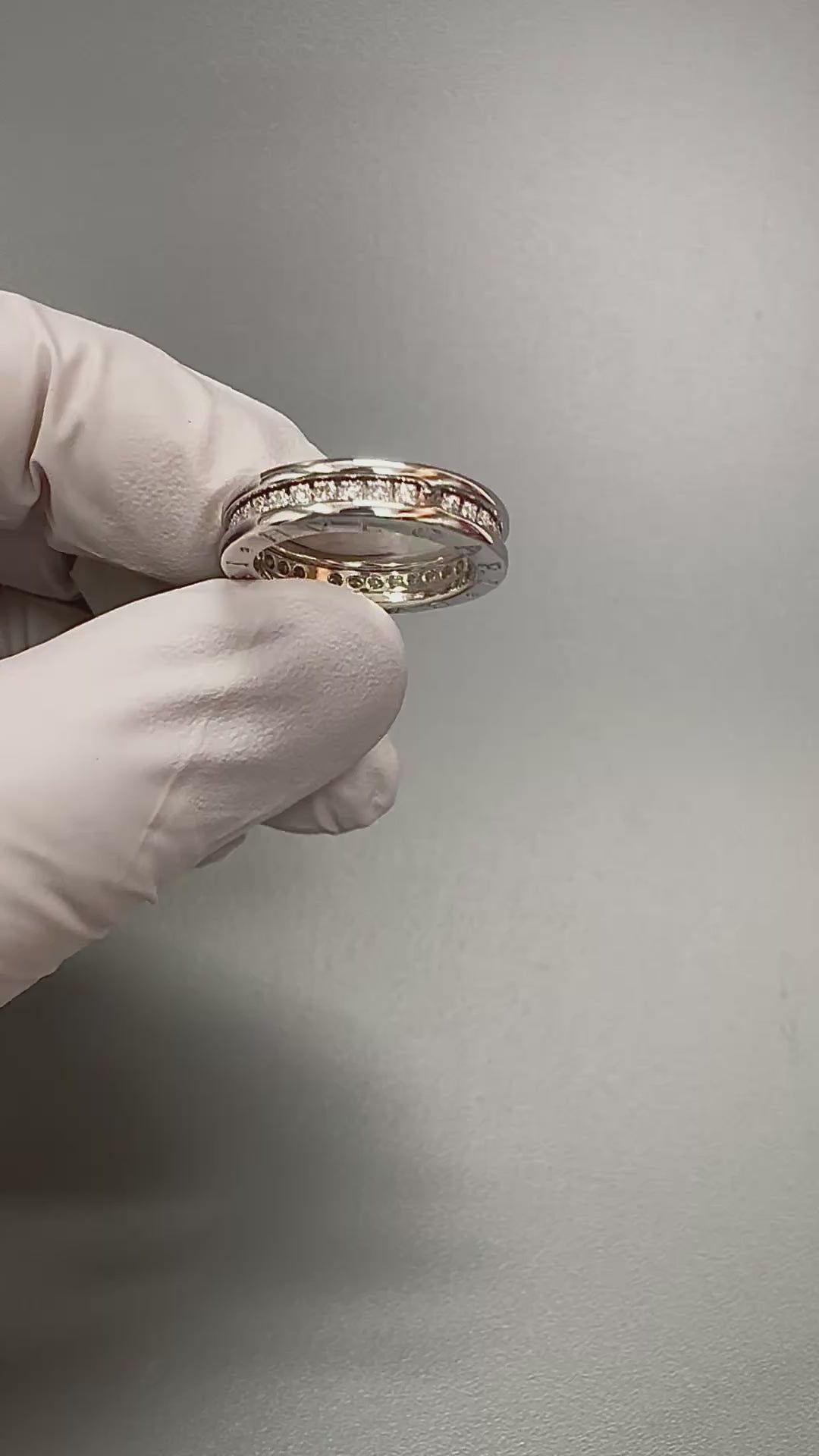 Estate Bvlgari 0.60ct Diamond 18k White Gold B.Zero1 Band