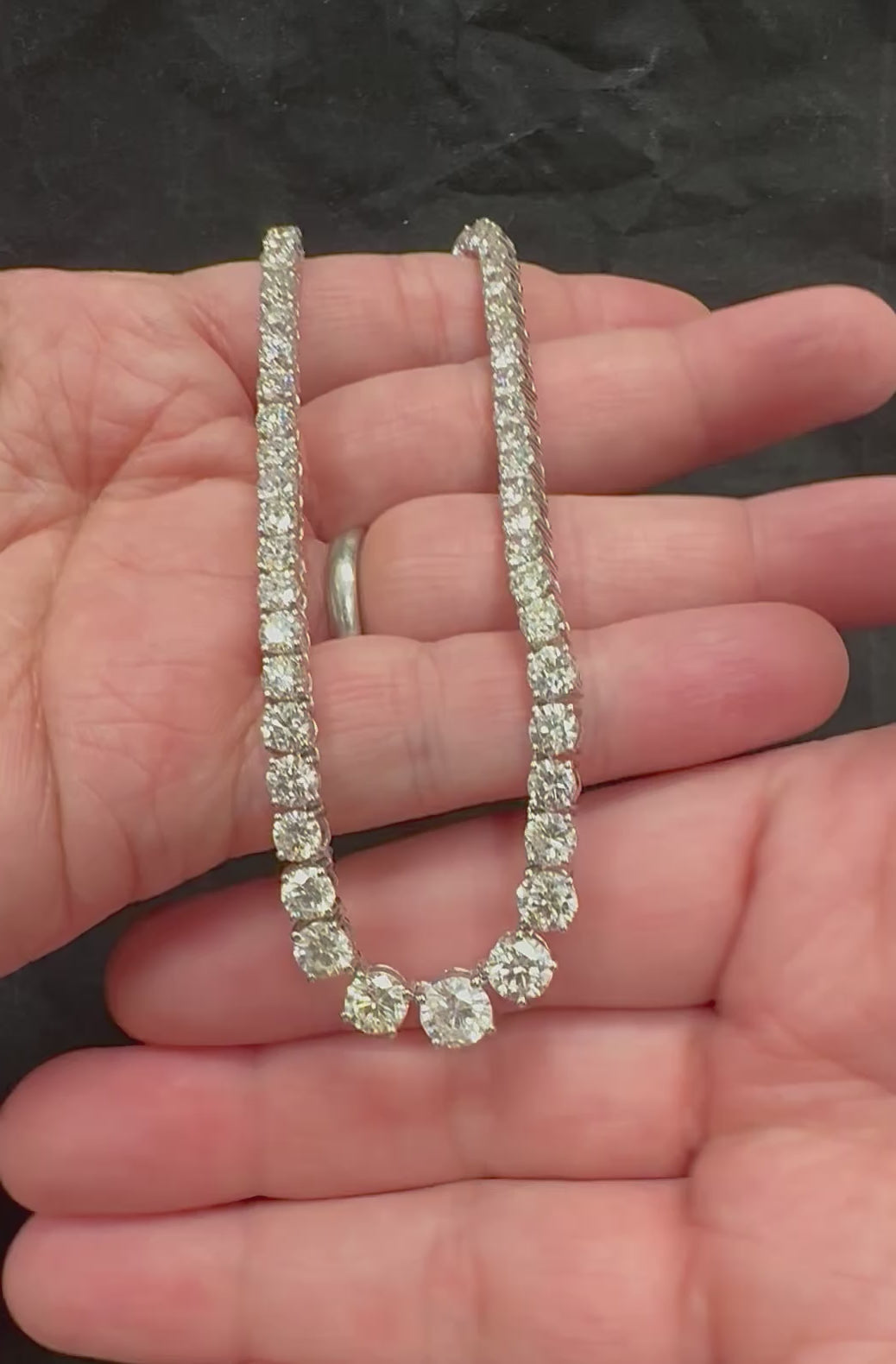 Estate 22.44ct Diamond 14k White Gold Tennis Necklace