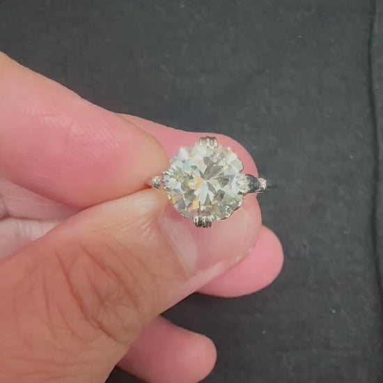 Estate GIA Certified 3.03ct Diamond Platinum Solitaire Engagement Ring