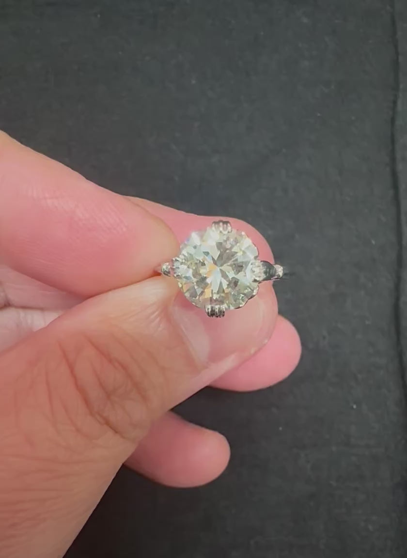 Estate GIA Certified 3.03ct Diamond Platinum Solitaire Engagement Ring