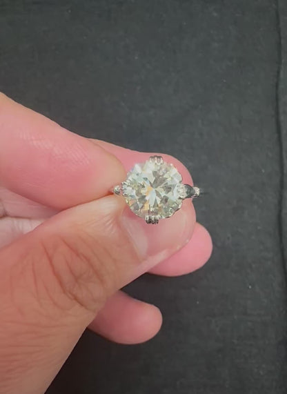 Estate GIA Certified 3.03ct Diamond Platinum Solitaire Engagement Ring