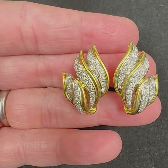 Estate 2.00ct Diamond 14k Yellow and White Gold Earrings