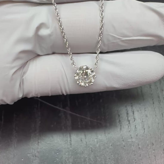 Edwardian 1.44ct Diamond Platinum Pendant Necklace