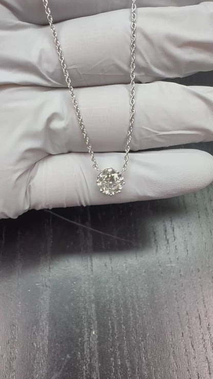 Edwardian 1.44ct Diamond Platinum Pendant Necklace